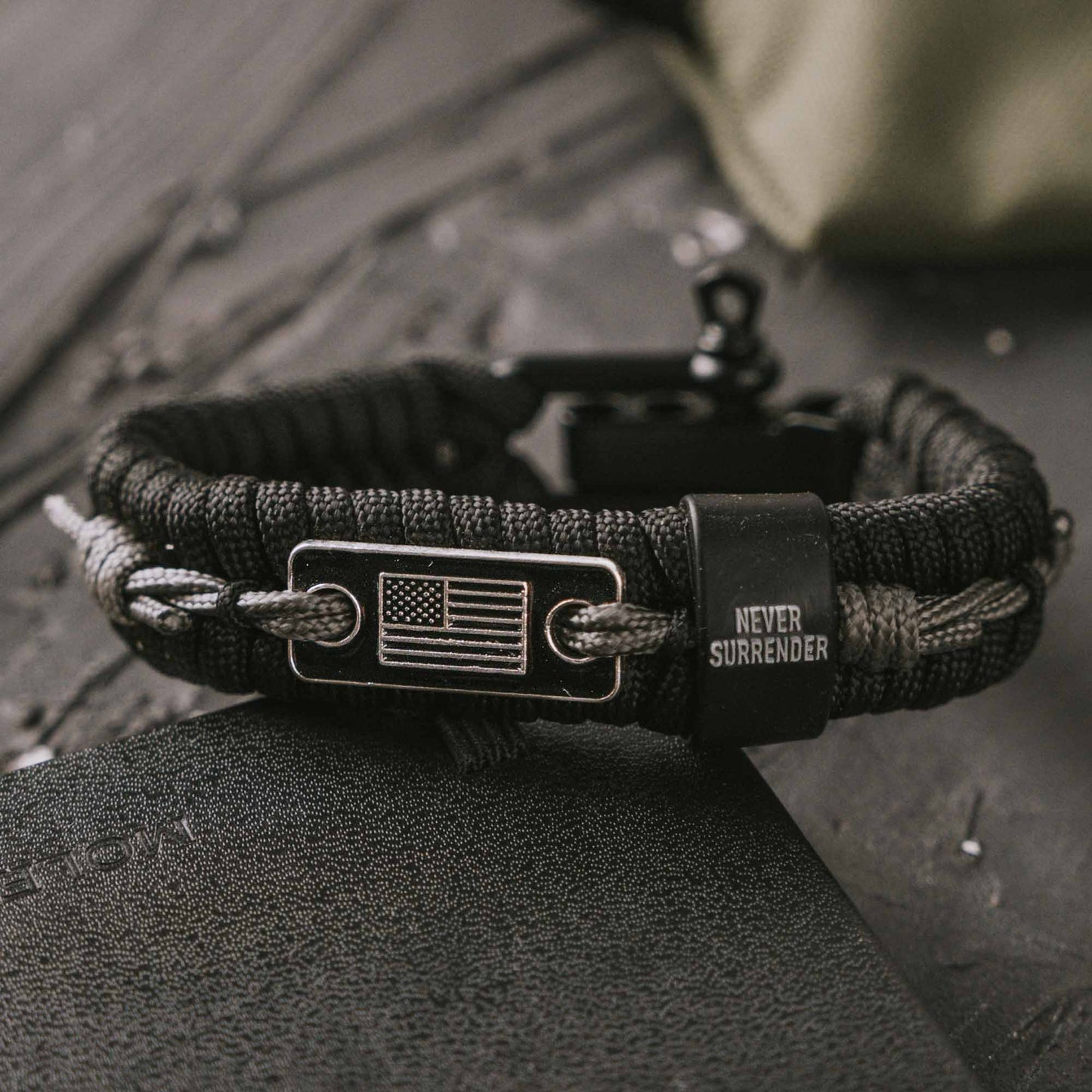 Never Surrender Barbed Wire Paracord Bracelet
