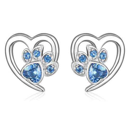 Paw and Heart Earrings with Zirconia
