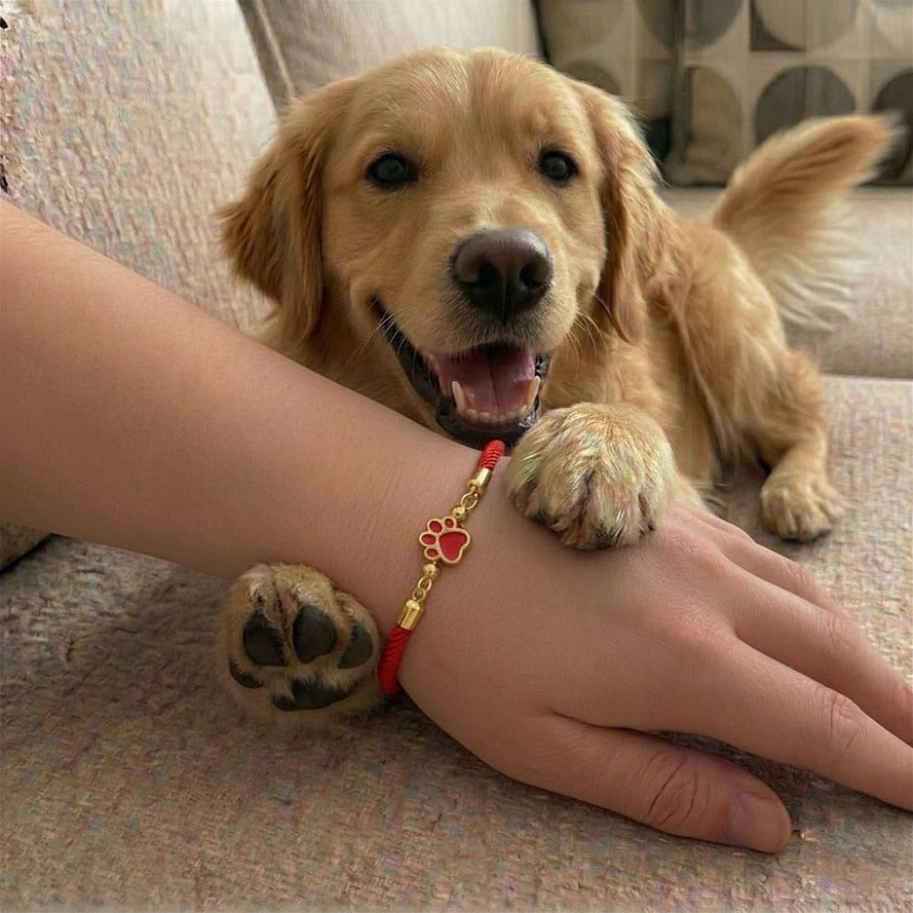 Forever Paw Adjustable Memorial Bracelet - Red