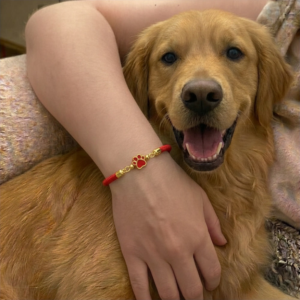 Forever Paw Adjustable Memorial Bracelet - Red