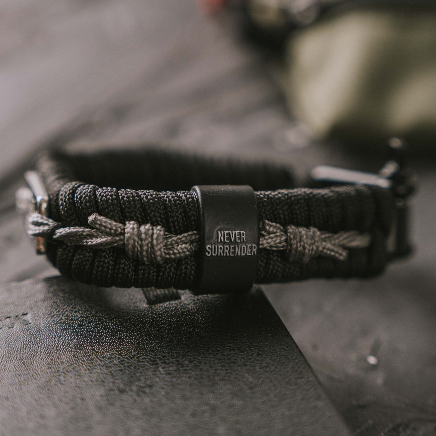 Never Surrender Barbed Wire Paracord Bracelet