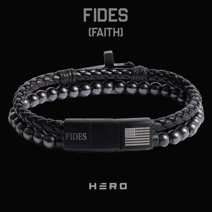 40% OFF - FIDES Cross Leather & Magnetic Titanium Bead Bracelet