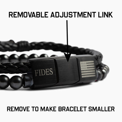 40% OFF - FIDES Cross Leather & Magnetic Titanium Bead Bracelet