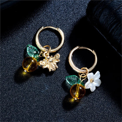 Orange Blossom Bee Hoop Earrings