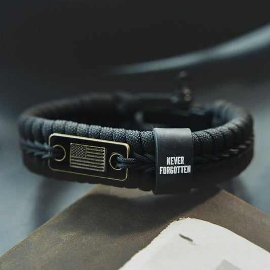 Never Forgotten Black Paracord Bracelet: Helps Pair Veterans With A Service Dog Or Shelter Dog